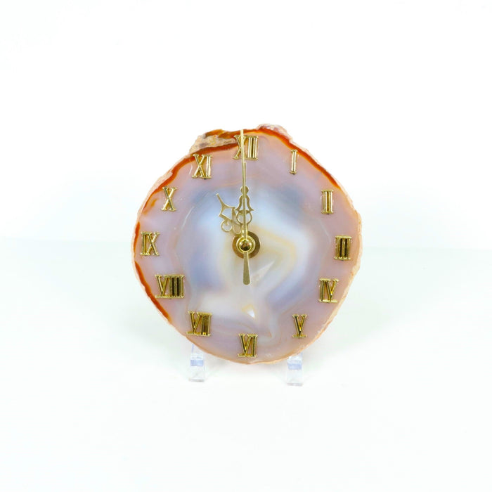 Agate Clock with Plastic Stand, 4"-5" Inch, 5 Pieces in a Pack, #001