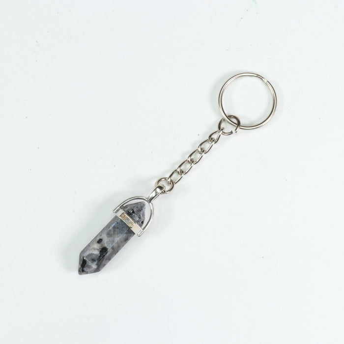 Labradorite Point Shape Key Chain, 0.30" x 1.5" Inch, 10 Pieces in a Pack, #006