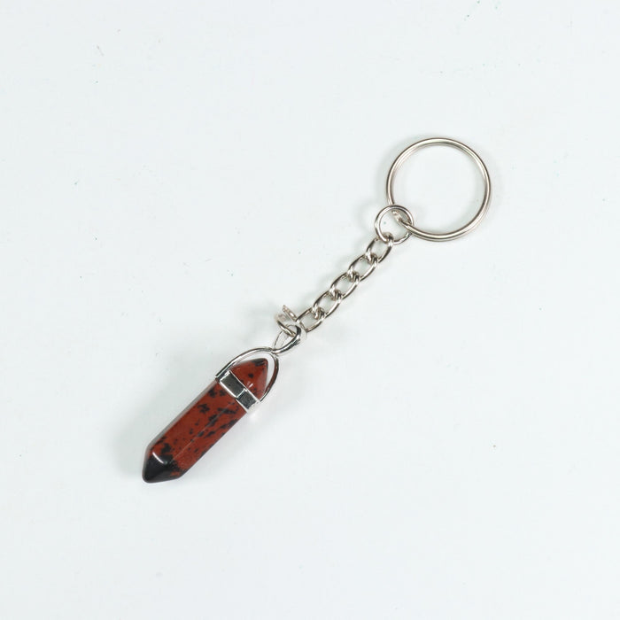 Mahogany Obsidian Point Shape Key Chain, 0.30" x 1.5" Inch, 10 Pieces in a Pack, #010