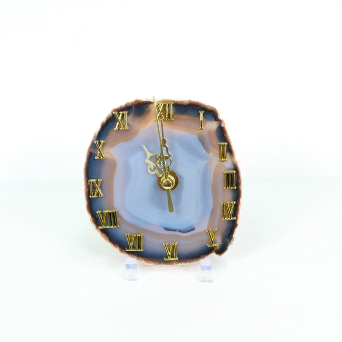 Agate Clock with Plastic Stand, 4"-5" Inch, 5 Pieces in a Pack, #001