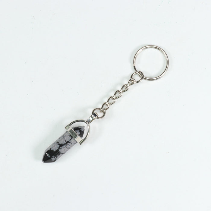 Snowflake Obsidian Point Shape Key Chain, 0.30" x 1.5" Inch, 10 Pieces in a Pack, #069