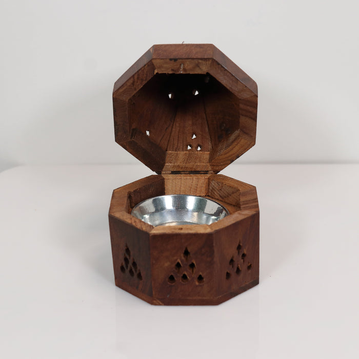 Wooden Temple Cone Charcoal Burner 5.5" H
