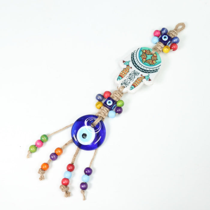 Evil Eye with Hamsa Hand Protection Hanging Decoration, 10 Pieces in a Pack, #008