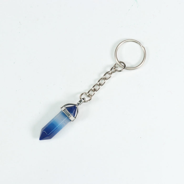 Blue Agate Point Shape Key Chain, 0.30" x 1.5" Inch, 10 Pieces in a Pack, #059