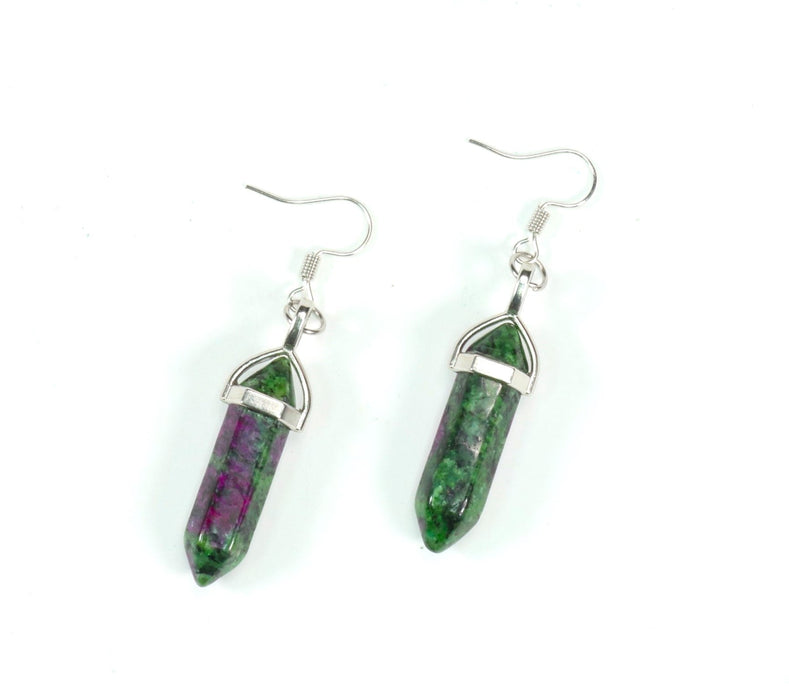 Ruby In Zoisite Point Shape Earrings Hook, 0.30" x 1.5" Inch, 5 Pair, #033