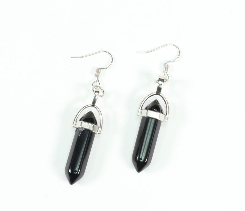 Obsidian Point Shape Earrings Hook, 0.30" x 1.5" Inch, 5 Pair, #008