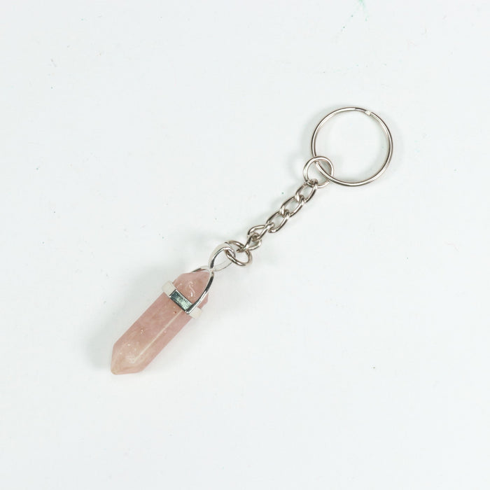 Strawberry Quartz Point Shape Key Chain, 0.30" x 1.5" Inch, 10 Pieces in a Pack, #071