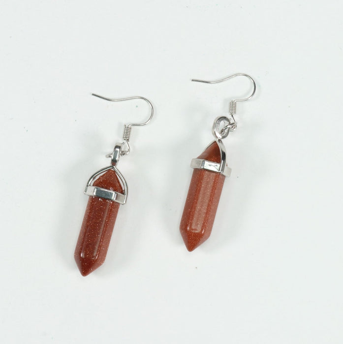 Red Gold Stone Point Shape Earrings Hook, 0.30" x 1.5" Inch, 5 Pair, #038