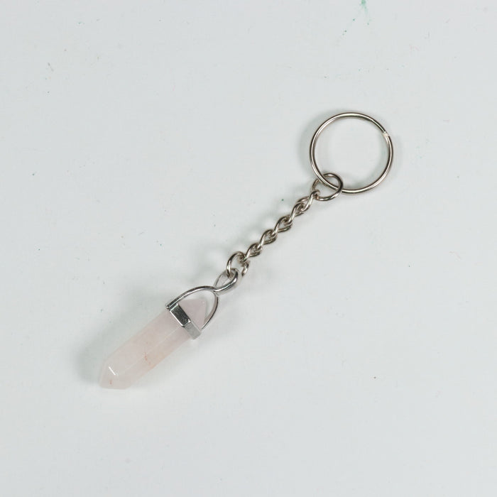 Rose Quartz Point Shape Key Chain, 0.30" x 1.5" Inch, 10 Pieces in a Pack, #014