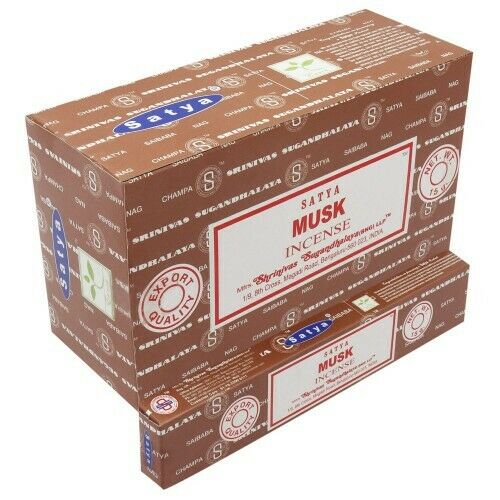 Satya Musk, Incense Sticks, 15 grams in one Pack, 12 Pack Box