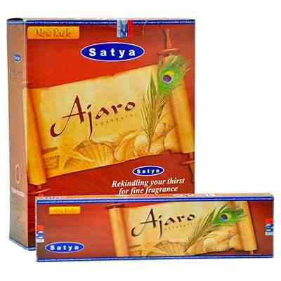 Satya Ajaro Agarbatti, Incense Sticks, 15 grams in one Pack, 12 Pack Box