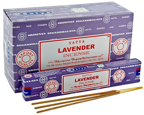 Satya Lavender, Incense Sticks, 15 grams in one Pack, 12 Pack Box