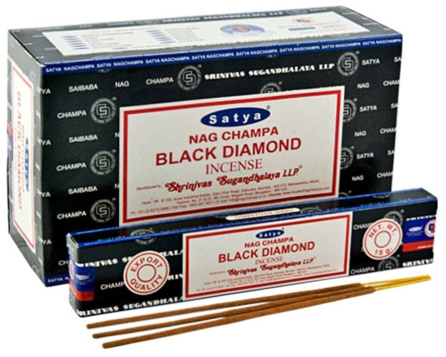 Satya Black Diamond, Incense Sticks, 15 grams in one Pack, 12 Pack Box