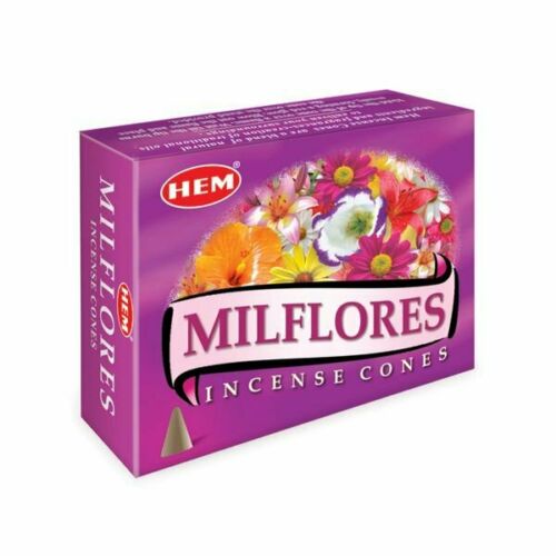 Hem Milflores, Incense Cone, 24 grams in one Pack, 12 Pack Box
