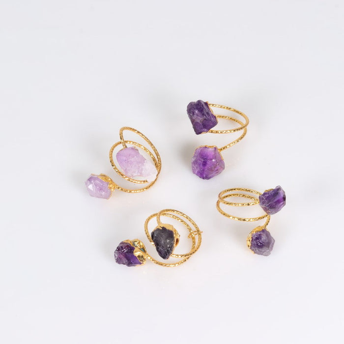Amethyst Raw Ring, Adjustable Size, 10 Pieces in a Pack, #0015
