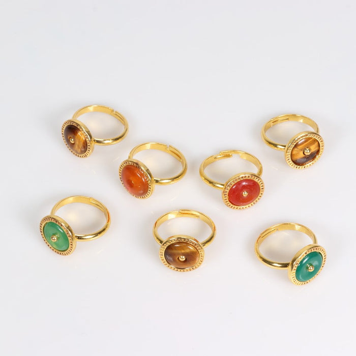 Assorted Stone Shaped Ring, Adjustable Size, 10 Pieces in a Pack, #0007