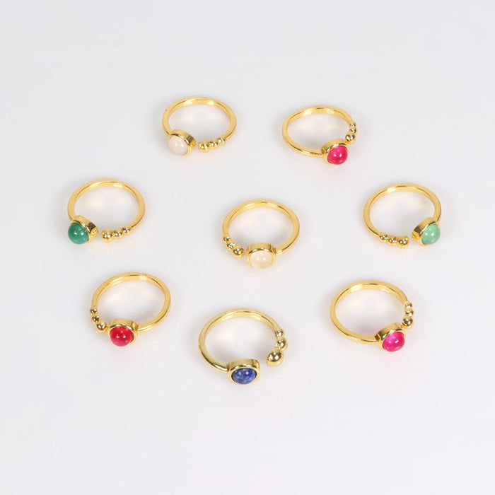 Assorted Stones Shaped Ring, Adjustable Size, 10 Pieces in a Pack, #0004