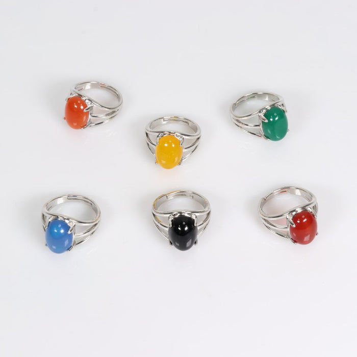 Assorted Stones Shaped Ring, Adjustable Size, 10 Pieces in a Pack, #0005
