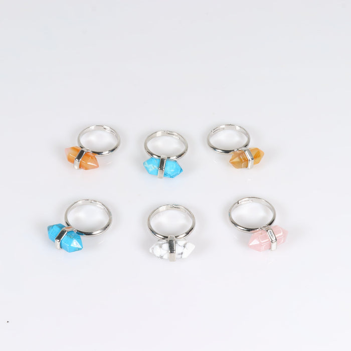 Assorted Stones Shaped Ring, Adjustable Size, 10 Pieces in a Pack, #0020