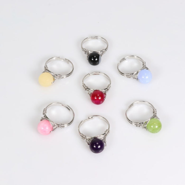 Assorted Stones Shaped Ring, Adjustable Size, 10 Pieces in a Pack, #0025