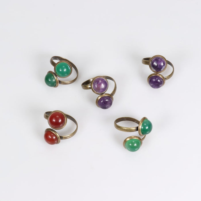 Assorted Stones Shaped Ring, Adjustable Size, 10 Pieces in a Pack, #0027