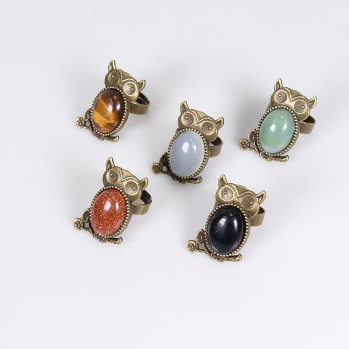 Assorted Stones Shaped Ring, Adjustable Size, 10 Pieces in a Pack, #0041