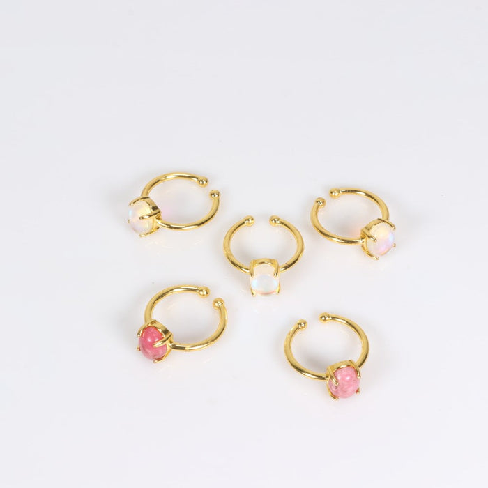 Assorted Stones Shaped Ring, Adjustable Size, 10 Pieces in a Pack, #0043