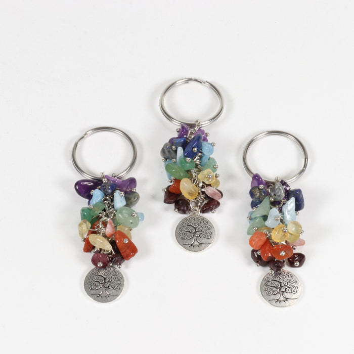 Chip Stone Chakra Key Chain, 10 Pieces in a Pack, #005