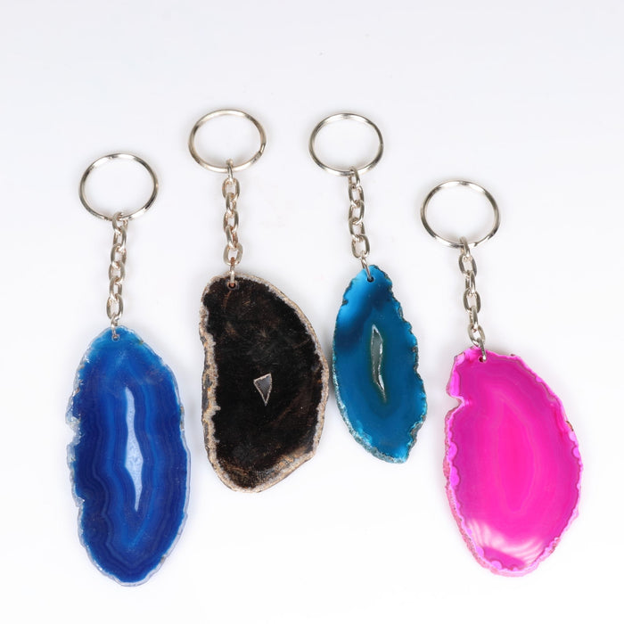 Agate Slice Key Chain, 10 Pieces in a Pack, #007