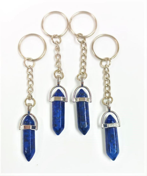 Lapis Lazuli Point Shape Key Chain, 10 Pieces in a Pack, #001
