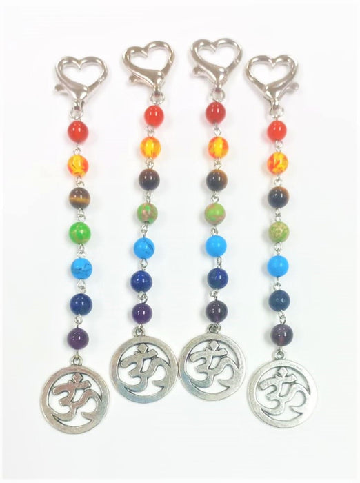 Assorted Stones Chakra Key Chain, 10 Pieces in a Pack, #002