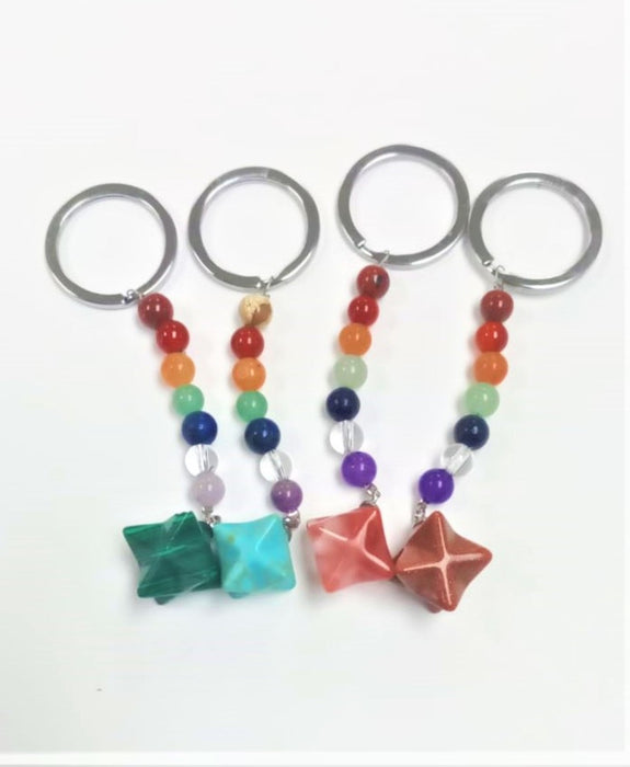 Assorted Stones Chakra Key Chain, 10 Pieces in a Pack, #001