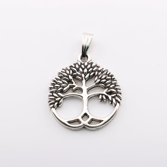 Tree of Life Brass Pendant, Silver Color,  1" Inch, 10 Pieces in a Pack, #115