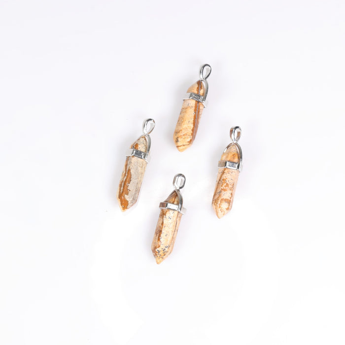 Picture Jasper Point Shape Pendants, 0.30" x 1.5" Inch, 10 Pieces in a Pack, #031