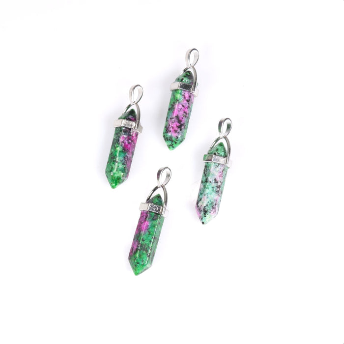 Ruby In Zoisite Point Shape Pendants, 0.30" x 1.5" Inch, 5 Pieces in a Pack, #033