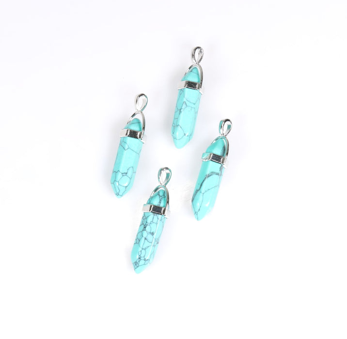 Synthetic Turquoise Point Shape Pendants, 0.30" x 1.5" Inch, 5 Pieces in a Pack, #028