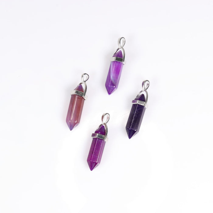 Dyed Purple Agate Point Shape  Pendants, 0.30" x 1.5" Inch, 10 Pieces in a Pack, #048