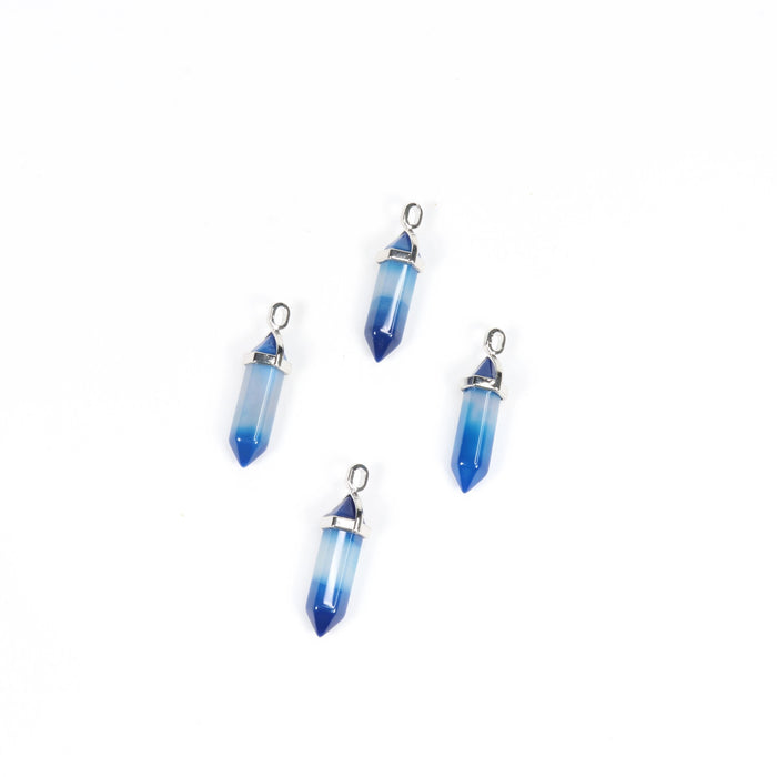 Blue Agate Point Shape Pendants, 0.30" x 1.5" Inch, 5 Pieces in a Pack, #053