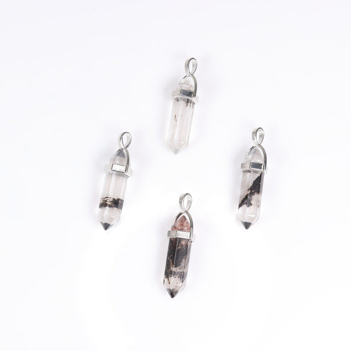 Natural Matrix Tourmaline Point Shape Pendants, 0.30" x 1.5" Inch, 10 Pieces in a Pack, #057