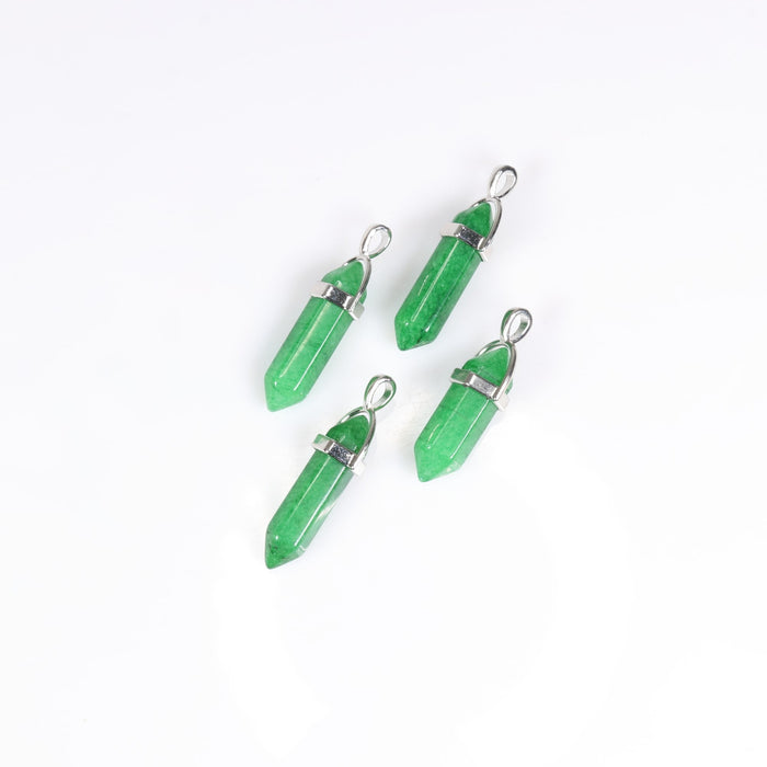 Green Jade Point Shape Pendants, 0.30" x 1.5" Inch, 5 Pieces in a Pack, #002