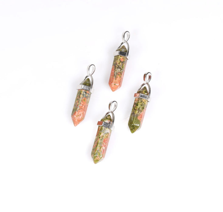 Unakite Point Shape Pendants, 0.30" x 1.5" Inch, 5 Pieces in a Pack, #035