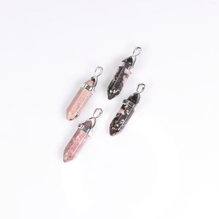 Rhodonite Point Shape Pendants, 0.30" x 1.5" Inch, 10 Pieces in a Pack, #001