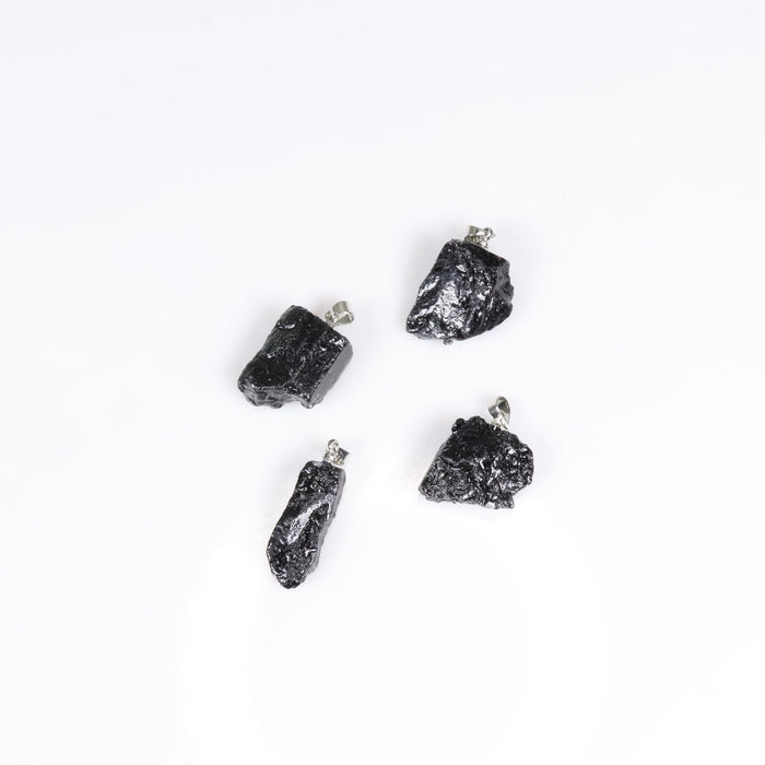 Black Tourmaline Raw Pendants, 5 Pieces in a Pack, #016