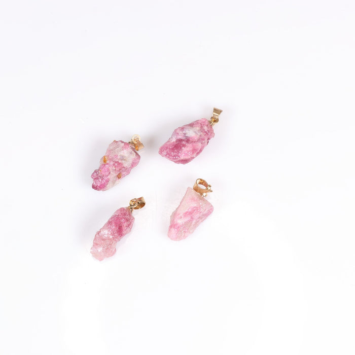Pink Tourmaline Raw Pendants,  5 Pieces in a Pack, #022