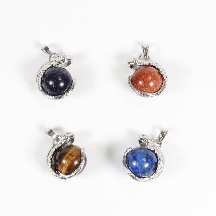 Assorted Stones Pendants, 0.80" x 1.00" Inch, 5 Pieces in a Pack, #068