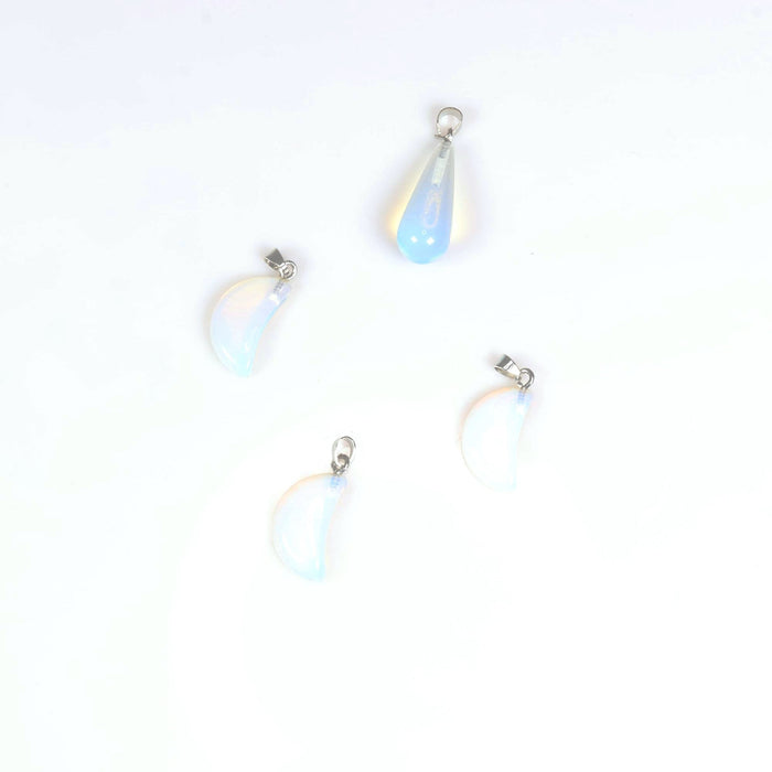 Opalite Shaped Pendants, 0.40" x 0.95" Inch, 5 Pieces in a Pack, #046