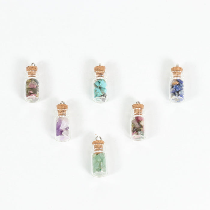 Assorted Stones Bottle Pendants, 0.40" x 0.95" Inch, 5 Pieces in a Pack, #062