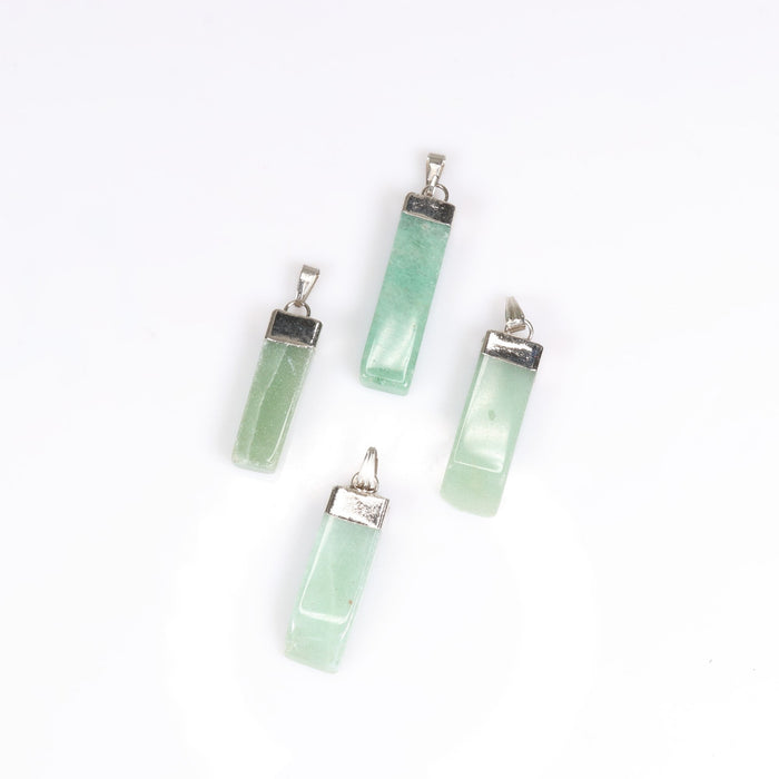 Green Aventurine Shaped Pendants, 0.45" x 1.80" x 0.25" Inch, 10 Pieces in a Pack, #009