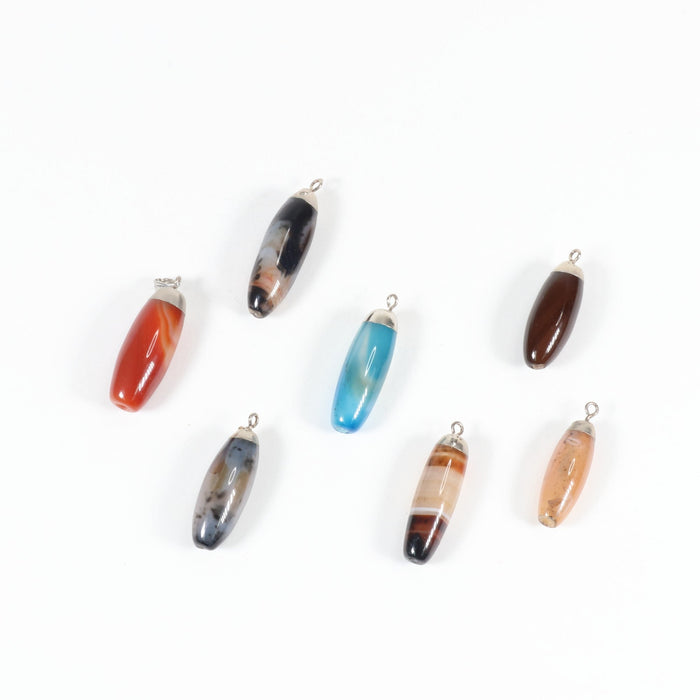 Agate Shaped Pendants, 0.40" x 1.30" Inch, 5 Pieces in a Pack, #063