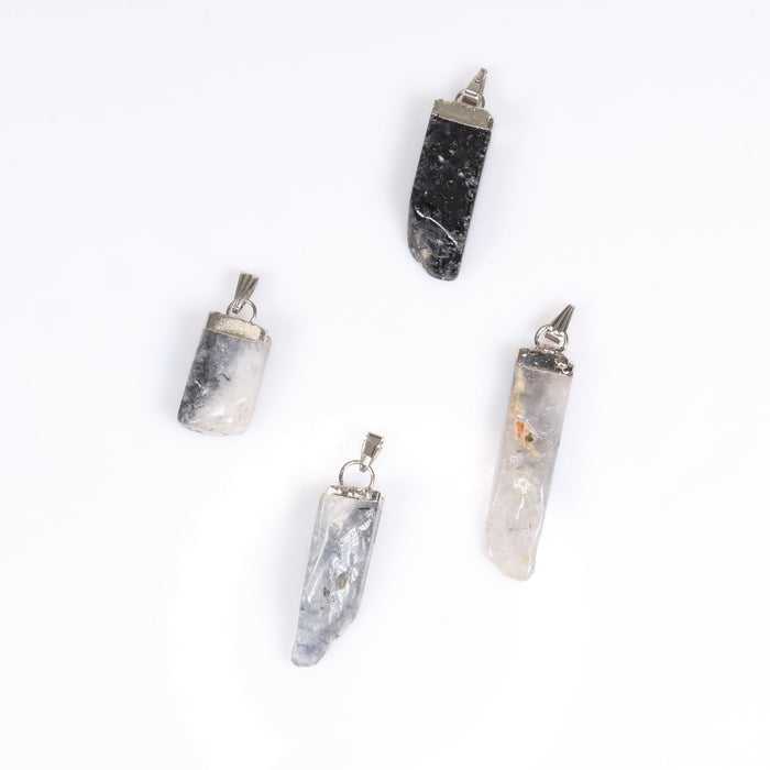 Tourmalinated Quartz Shaped Pendants, 0.45" x 1.80" x 0.25" Inch, 10 Pieces in a Pack, #030